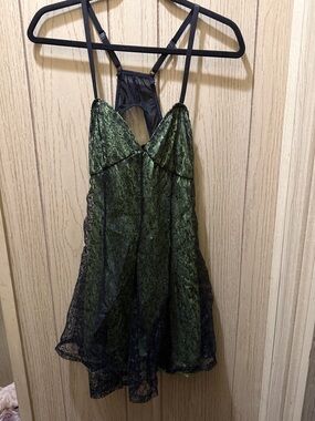 Current Mood Olive Green and Black Lace Dress